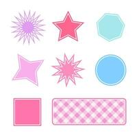 Vector set of design elements stickers, patches and stickers with copy space for text - abstract background elements for branding, packaging, prints and social media posts. Trendy pink color