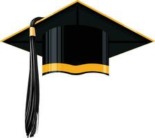 Student graduation cap with black tassel and ribbon vector