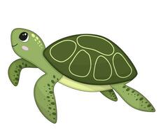 Vector illustration of cartoon cute happy turtle for design element. Funny sea animal on a white background.