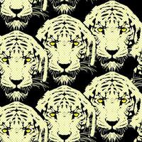 pattern seamless with leopard print and tiger heads vector