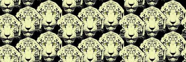 pattern seamless with leopard print and tiger heads vector