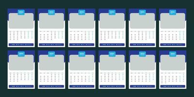 wall calendar 2024 template design vector