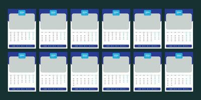 wall calendar 2024 template design vector