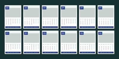 wall calendar 2024 template design vector