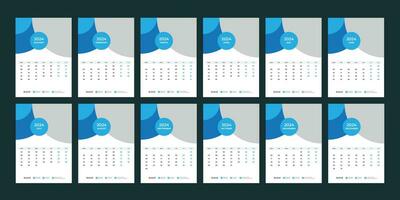 wall calendar 2024 template design vector