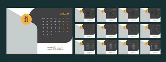 Vector desk calendar template 2024