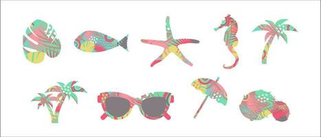 boho verano vacaciones y deporte acuático en el playa. tarjeta con moderno verano diseño modelo. mínimo etiqueta diseño para bandera, póster, volantes. vector ilustración