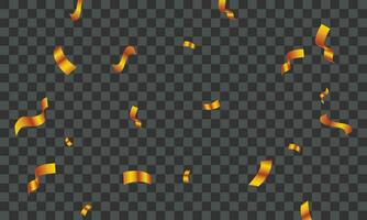 Golden confetti frame vector background. realistic golden ribbon and confetti explosion illustration. golden confetti isolated