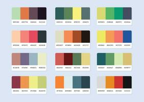 Pantone colour palette catalog samples in rgb hex. Color swatch. vector