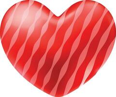 Vector red 3d heart stripe pattern isolated on white background