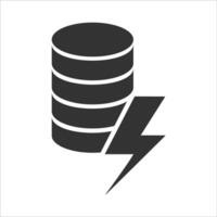 Vector illustration of electric battery icon in dark color and white background