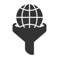 vector ilustración de global filtros icono en oscuro color y blanco antecedentes