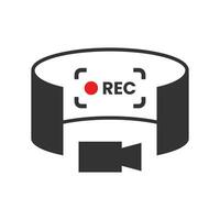 Vector illustration of 360 degree recording icon in dark color and white background