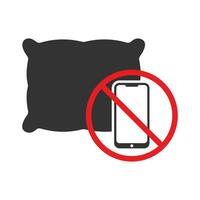 Vector illustration of Do not use smartphones while sleeping  icon in dark color and white background