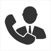 Vector illustration of employee phone icon in dark color and white background