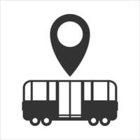 Vector illustration of busway location icon in dark color and white background