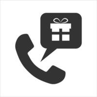 Vector illustration of gift call icon in dark color and white background