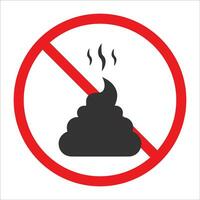 Vector illustration of no poops icon in dark color and white background