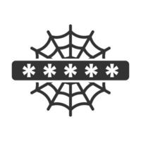 Vector illustration of cobweb password icon in dark color and white background