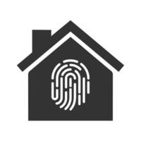 Vector illustration of house fingerprint icon in dark color and white background