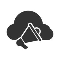 Vector illustration of announcement cloud icon in dark color and white background