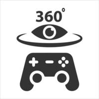 Vector illustration of 360 degree games icon in dark color and white background