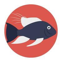 A cute aquatic cartoon fish vector icon