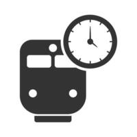 Vector illustration of train time icon in dark color and white background