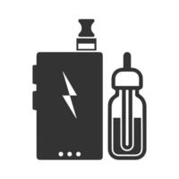 Vector illustration of liquid e-cigarette icon in dark color and white background