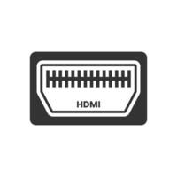 Vector illustration of HDMI icon in dark color and white background