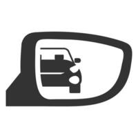 Vector illustration of car mirror icon in dark color and white background