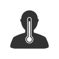 Vector illustration of body temperature icon in dark color and white background