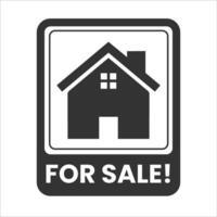 Vector illustration of house for sale icon in dark color and white background
