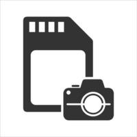 Vector illustration of camera memory icon in dark color and white background