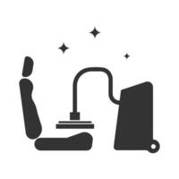 Vector illustration of cleaning car seats icon in dark color and white background