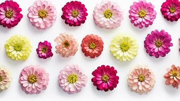 Zinnia flower patterned background. Flower texture background. Generative AI photo