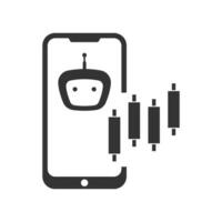 Vector illustration of trading robots icon in dark color and white background