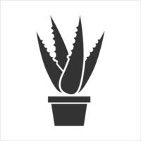 Vector illustration of aloe vera plant icon in dark color and white background