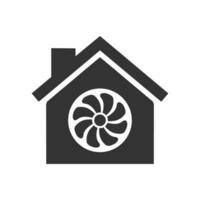 Vector illustration of fan house icon in dark color and white background