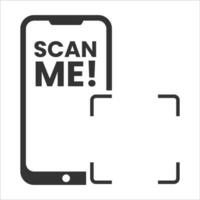 Vector illustration of scan me on smartphone icon in dark color and white background