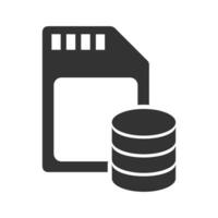 Vector illustration of memory database icon in dark color and white background