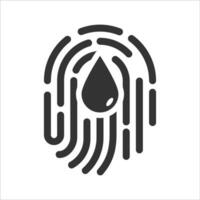 Vector illustration of fingerprint blood icon in dark color and white background