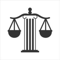 Vector illustration of law pillar icon in dark color and white background