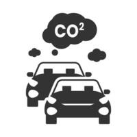 Vector illustration of car fumes co2 icon in dark color and white background