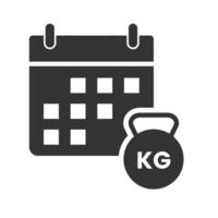 Vector illustration of gym schedule icon in dark color and white background
