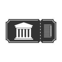 Vector illustration of museum ticket icon in dark color and white background