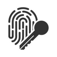 Vector illustration of fingerprint lock icon in dark color and white background