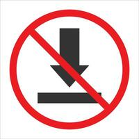 Vector illustration of don't download icon in dark color and white background