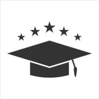 vector ilustración de graduación calidad icono en oscuro color y blanco antecedentes