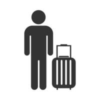 Vector illustration of traveler icon in dark color and white background